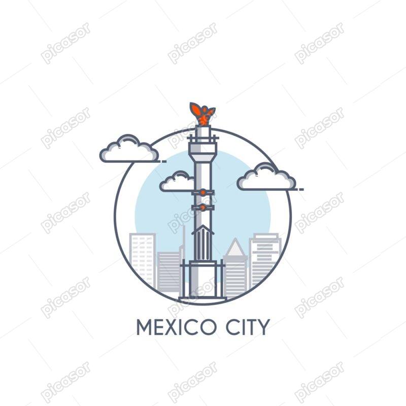 وکتور نماد شهر مکزیکوسیتی مکزیک طرح فلت
