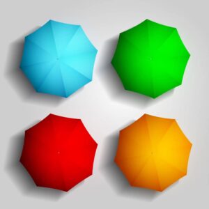 4 وکتور چتر از بالا طرح رنگی