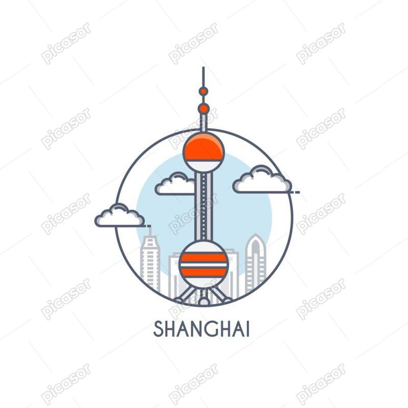 وکتور نماد شهر شانگهای چین طرح فلت