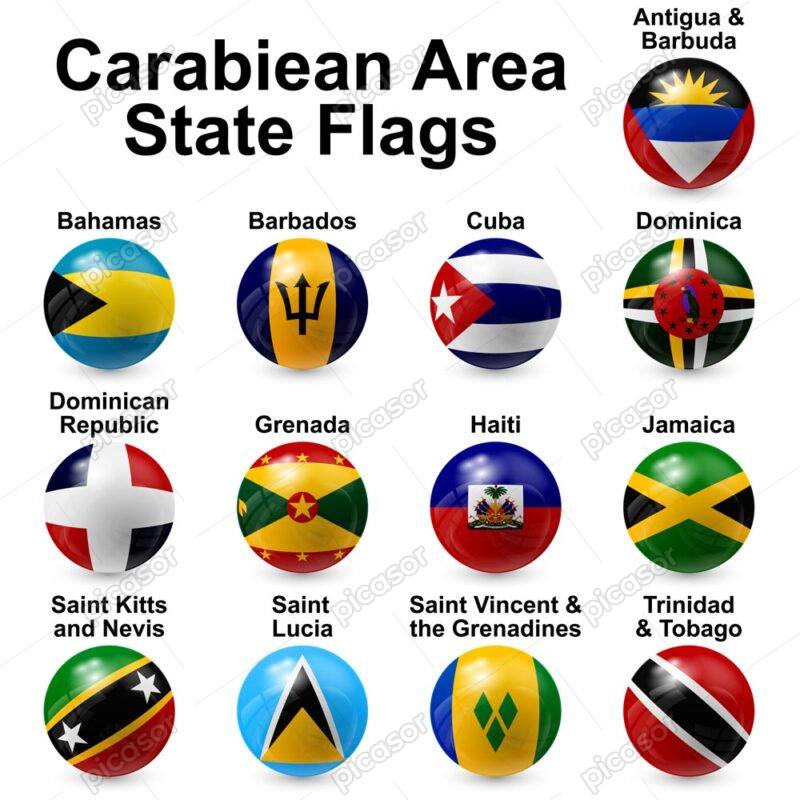 12 وکتور پرچم کشورهای جزایر کارائیب