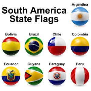 9 وکتور پرچم کشورهای جنوب آمریکای جنوبی روی توپ