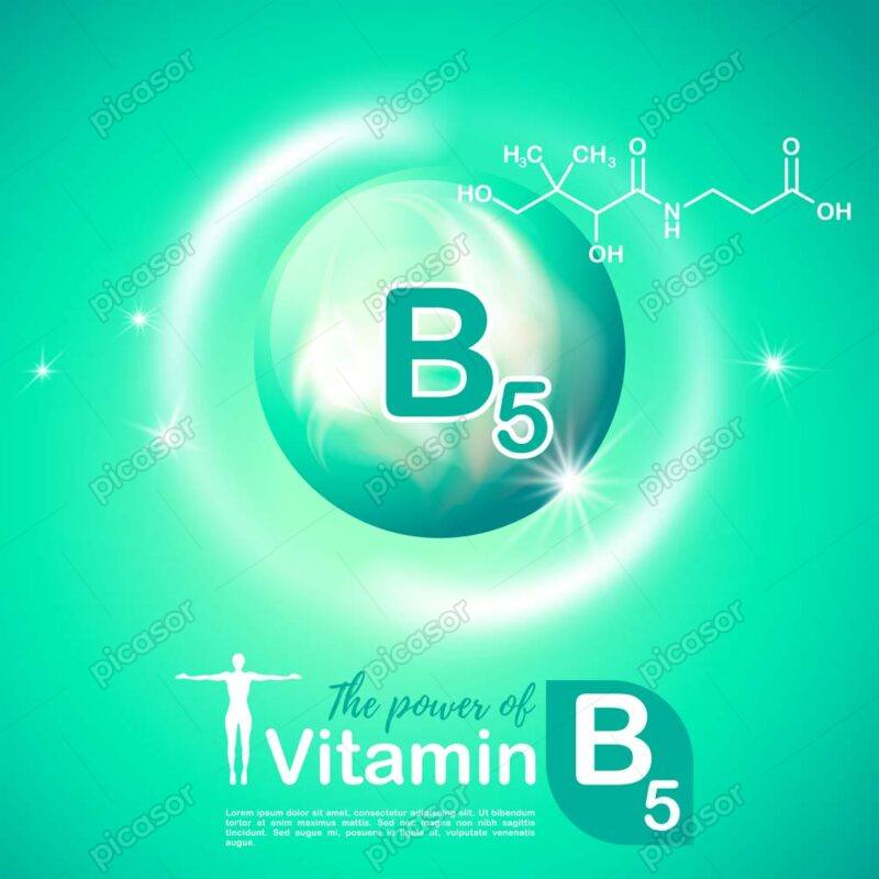 وکتور پس زمینه ویتامین ب 5 - وکتور ویتامین B5 با فرمول