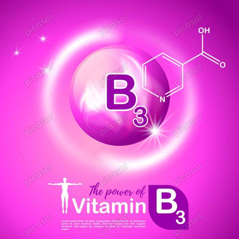 وکتور پس زمینه ویتامین ب 3 - وکتور ویتامین B3 با فرمول