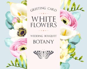 وکتور کاور زمینه گلهای سفید و صورتی