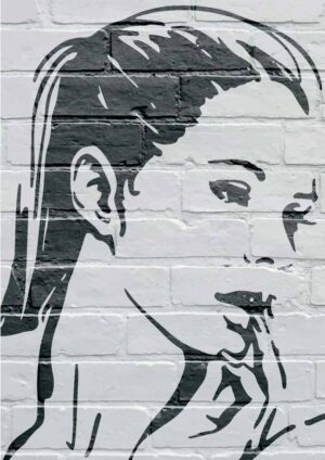 وکتور نقاشی چهره زن جوان روی دیوار طرح دیوارنگاری گرافیتی هنر شهری