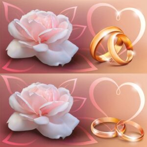 2 وکتور حلقه ازدواج با گل رز