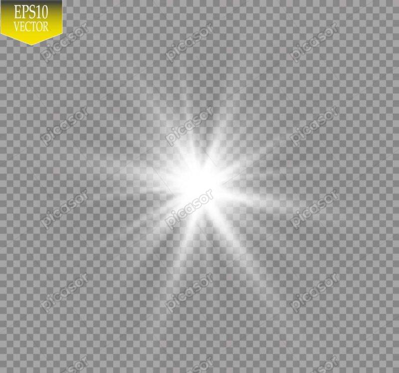 وکتور درخشش نور ستاره سفید - وکتور تلالو ستاره درخشان با افکت نوری